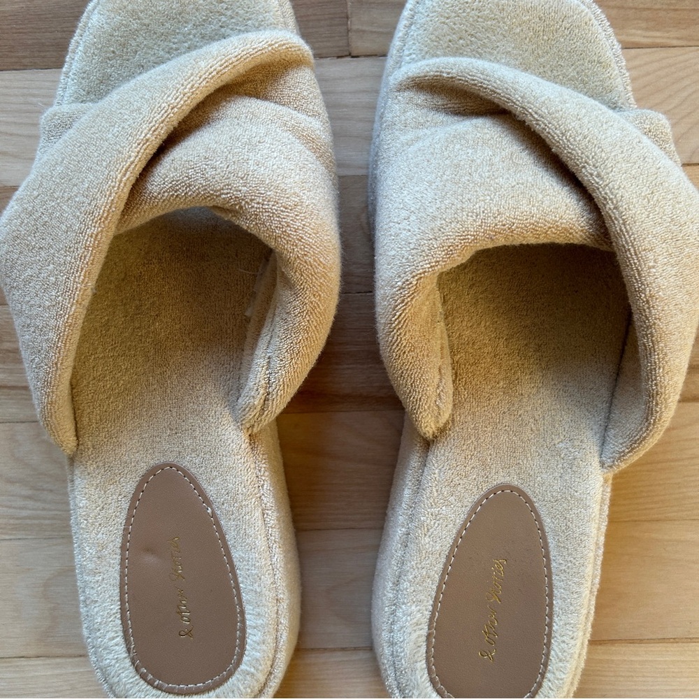 & Other Stories Beige Platform Terrycloth Slides Sandals Size 38 - Picture 9 of 11
